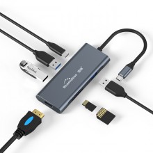 USB-хаб 7-in-1 Type-C to 4K HDMI + 3хUSB3.0 + USB 3.1 Type-C +  TF/SD Card Reader переходник hub адаптер Blueendless BS-HC701