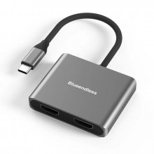 USB-хаб 2-в-1 Type-C to HDMI/HDMI 4K Blueendless BS-HD201 USB-хаб 2-в-1 Type-C to HDMI/HDMI 4K Blueendless BS-HD201
